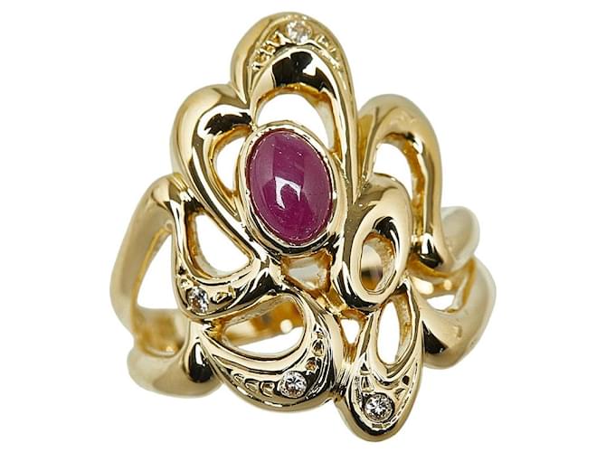 & Other Stories K18YG Yellow Gold Ruby 0.76ct Diamond 0.04ct Ring in Excellent Condition Golden Metal  ref.1432647