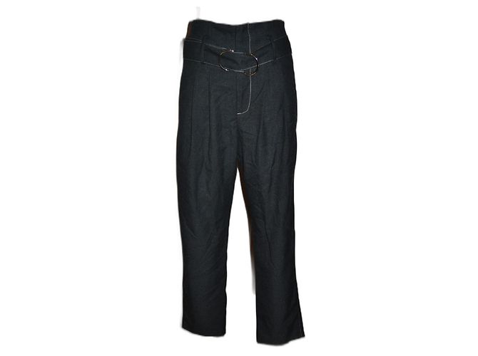 Suncoo Hochtaillierte Hose Grau Baumwollmischung Anthrazitgrau
