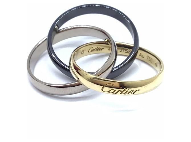 Cartier Classic Trinity Ring - Three Color Band Ring for Women White gold Yellow gold Ceramic  ref.1432819