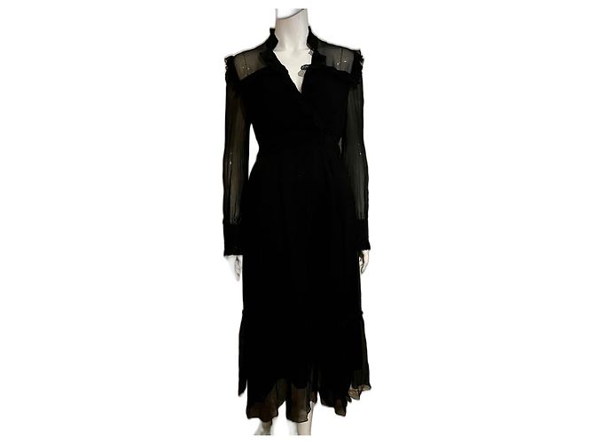 Diane Von Furstenberg Vestido de chiffon crepon efeito wrap DvF Preto