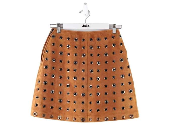 Autre Marque Leather mini skirt Brown  ref.1433094