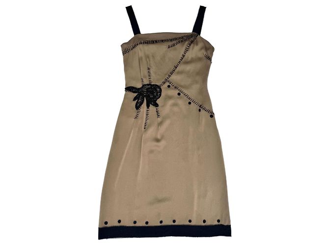 Alberta Ferretti Seiden Slipkleid Taupe