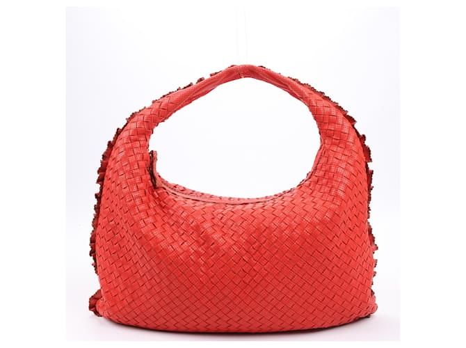 Borsa a spalla in pelle perforata Intrecciato Hobo di Bottega Veneta in Rosso  ref.1433239