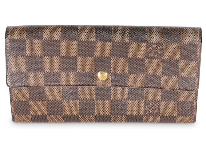 Portefeuille Sarah en toile Damier Ebene Louis Vuitton Marron  ref.1433270