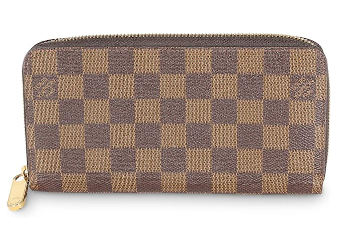 Portafoglio Zippy in tela Damier Ebene Louis Vuitton Marrone  ref.1433278