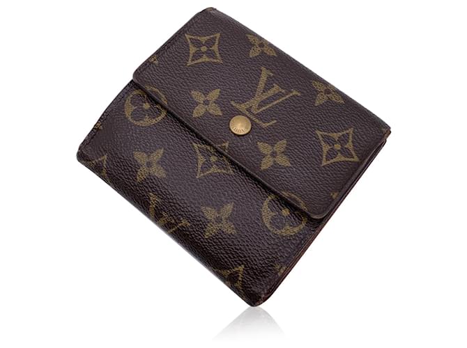 Louis Vuitton Carteira compacta quadrada Elise em lona Monogram M61654 Marrom  ref.1433936