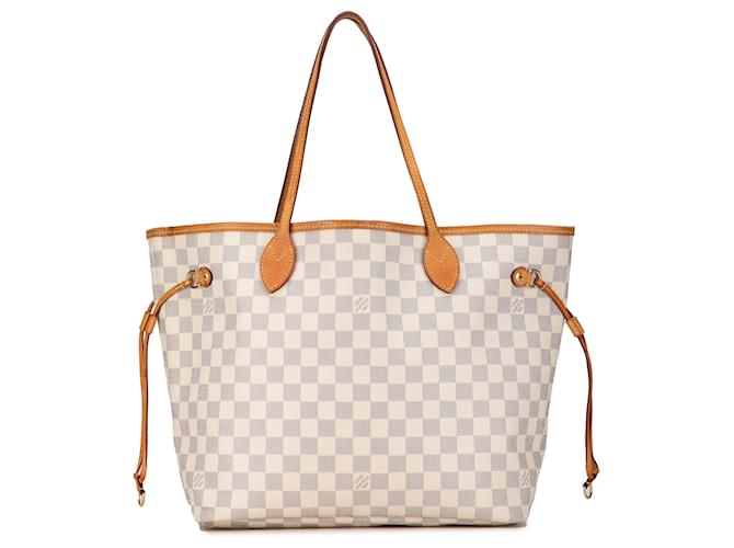 Louis Vuitton White Damier Azur Neverfull MM Cloth  ref.1433968