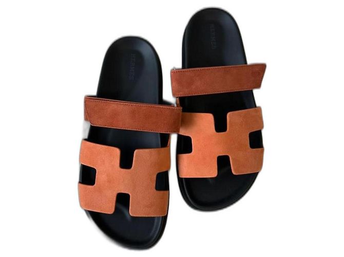 Sandales Hermès Chypre orange daim taille 38