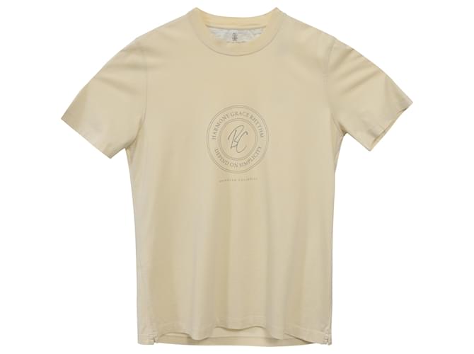 Tシャツ・カットソー BRUNELLO CUCINELLI BEIGE COTTON STRETCH T-SHIRT Brunello Cucinelli 'Harmony, Grace, Rhythm' T-Shirt in Light