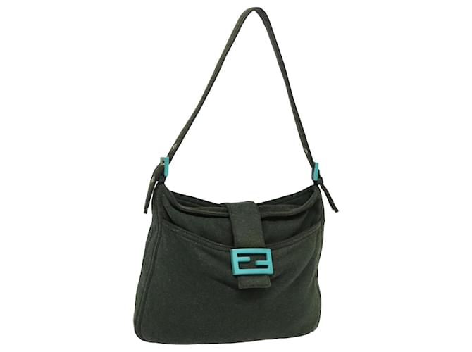 FENDI Mamma Baguette Borsa a Spalla Cotone Verde Auth mr306  ref.1434121