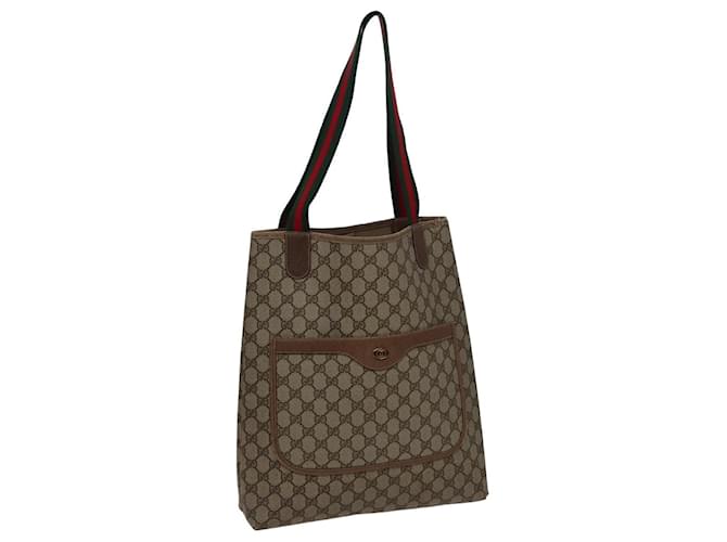 GUCCI GG Supreme Web Sherry Line Tote Bag PVC Beige Red 39 02 003 Auth 77664  ref.1434261