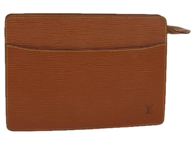 LOUIS VUITTON Epi Pochette Homme Clutch Bag Brown Zipang gold M52528 Auth th5082 Leather  ref.1434270