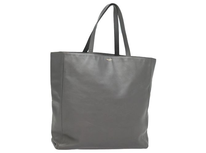 Bolso Tote de cuero gris Auth bs15314 de SAINT LAURENT Castaño