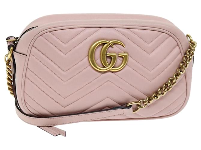 GUCCI GG Marmont Sac à bandoulière en cuir rose 447632 Auth hk1274  ref.1434304