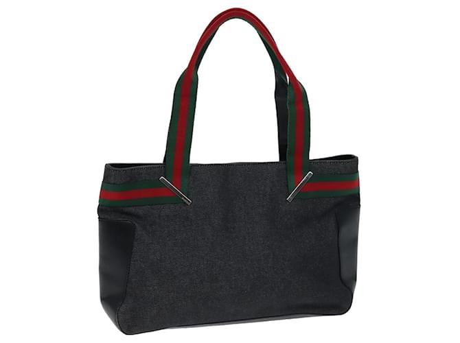 Sac à main en toile GUCCI Sherry Line Rouge Noir Vert 73983 Auth 75830  ref.1434306