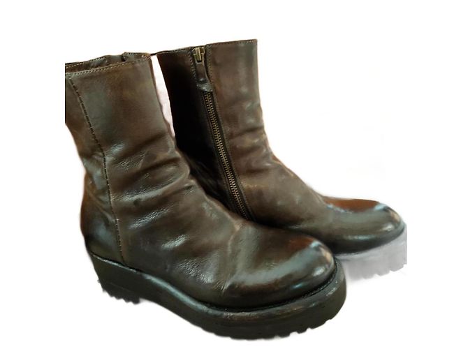 Autre Marque Ankle Boots DAMY in pelle khaki Cachi