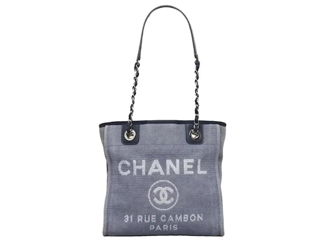 Chanel TOTE DEAUVILLE Blau Leinwand  ref.1434323