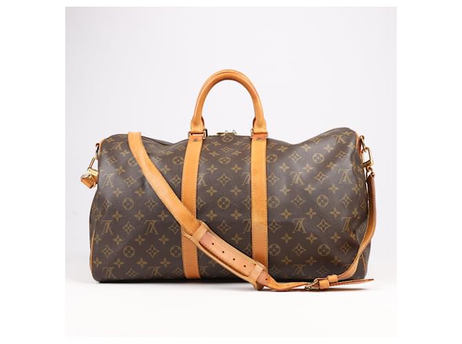 Louis Vuitton Monogram Keepall Bandoulière 45 M41418 Marrom Couro  ref.1434381