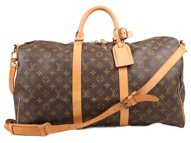 Louis Vuitton Monogram Canvas Keepall Bandoulière 50 Travel bag M41416 Brown Leather  ref.1434383