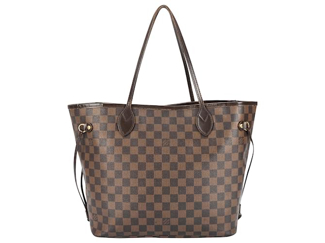 Sac à shopper Louis Vuitton Damier Ebene Monogram Neverfull MM Toile Marron  ref.1434449