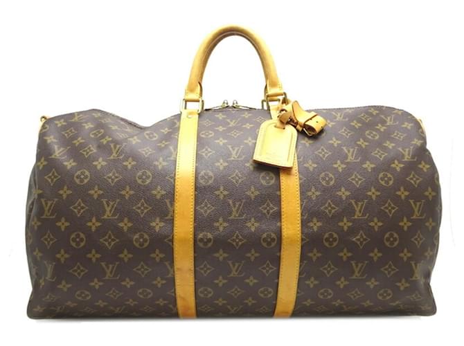 Louis Vuitton Keepall Bandouliere 50 Castaño Lienzo  ref.1434497