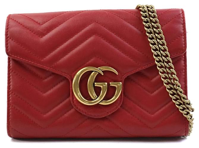 Gucci GG Marmont Roja Cuero  ref.1434532