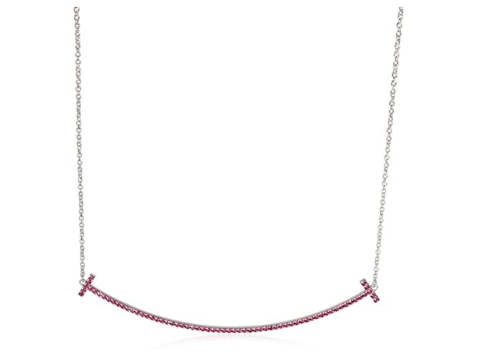 Tiffany & Co. Tiffany T Ruby Fashion Necklace in 18k White Gold Silvery Metallic Metal  ref.1434774