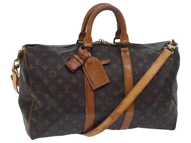 Louis Vuitton Keepall Bandoulière 45 Castaño Lienzo  ref.1434996