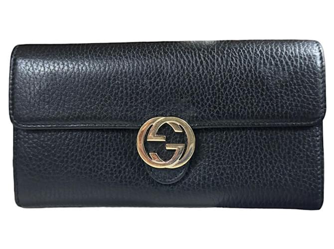 Gucci G entrelacé Cuir Noir  ref.1435075