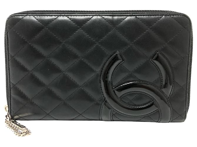 Chanel Cambon Preto Couro  ref.1435272