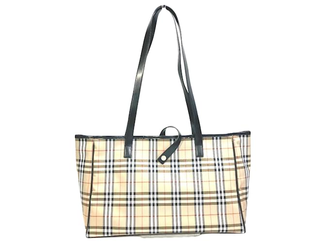 Burberry Nova Check Beige Leinwand  ref.1435355