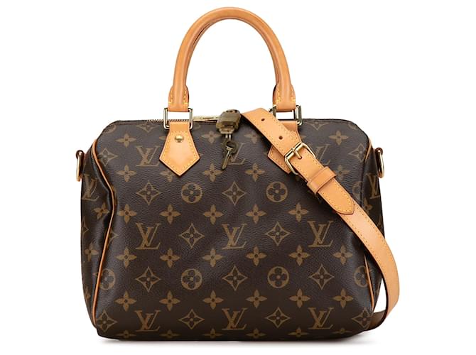 Louis Vuitton Sac Bandoulière Speedy 25 Monogram Marron Cuir Toile  ref.1435404