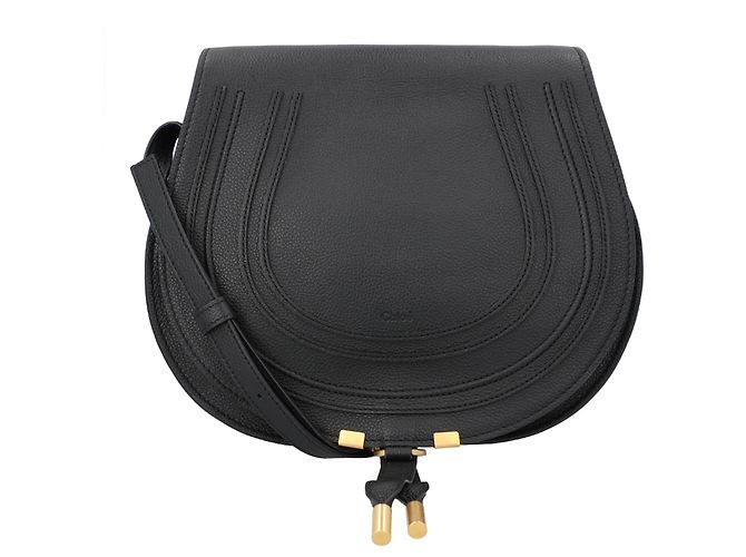 Bolso Chloé Marcie Medium Saddle Negro Cuero Becerro