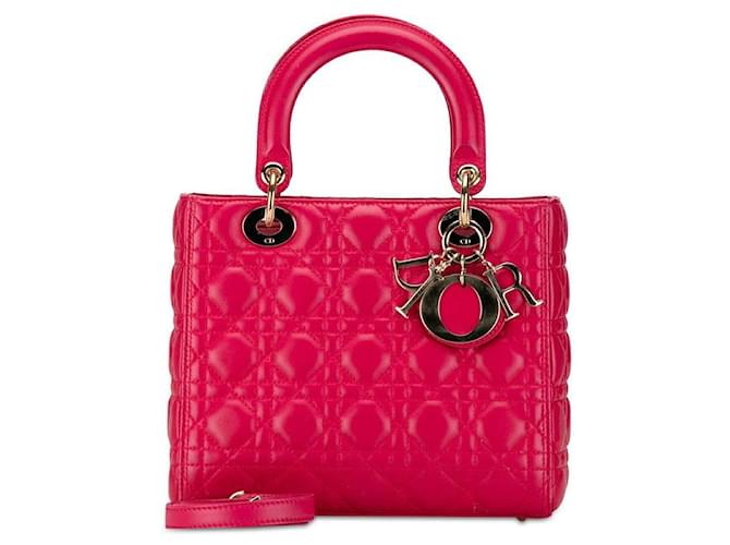 Bolsa de couro Dior Lady Dior 2WAY rosa em muito bom estado  ref.1435512