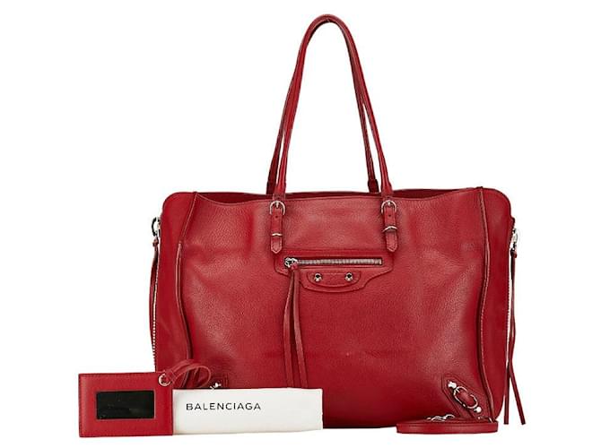 Balenciaga Leather Paper B4 Handbag 432596 in Very Good Condition Red  ref.1435541