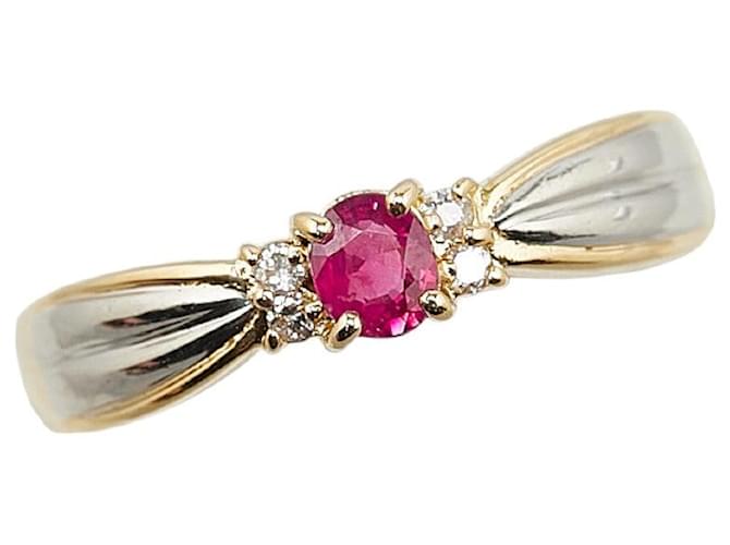 & Other Stories K18 Gold Pt900 Platinum Ruby 0.26ct Diamond 0.04ct Ring in Excellent Condition Golden Metal  ref.1435543