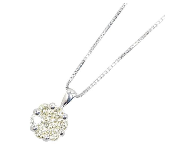 & Other Stories Colar de ouro branco K18WG com motivo de flor de diamante em excelente estado Metal  ref.1435553