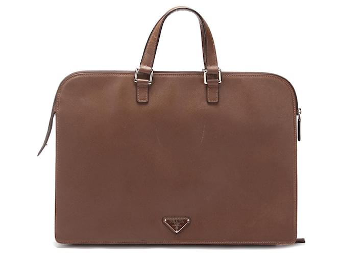 Bolsa de negócios em couro Saffiano da Prada em muito bom estado  ref.1435576