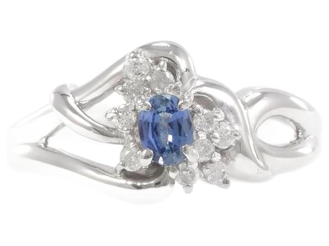 & Other Stories PT850 Platinum Ring with Sapphire and Diamond, Size 17 in Excellent Condition Silvery Metal  ref.1435874