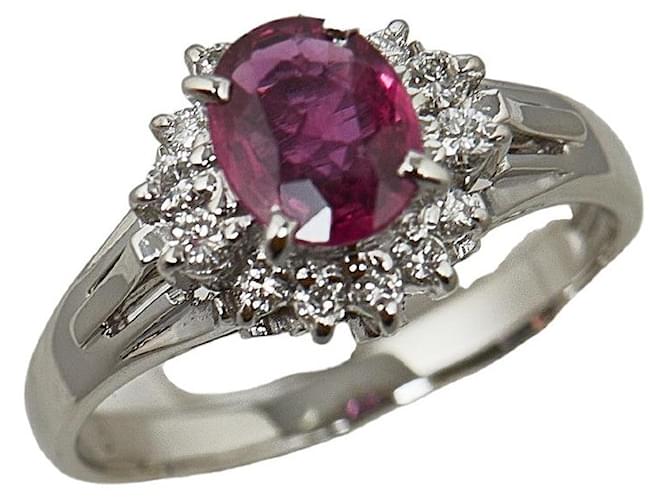 & Other Stories Pt900 Platinum Ruby 0.70ct Diamond 0.16ct Ring Size 8 in Great Condition Metal  ref.1435889