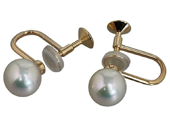 & Other Stories K18YG Yellow Gold Akoya Pearl 8mm Earrings in Great Condition Golden Metal  ref.1435892