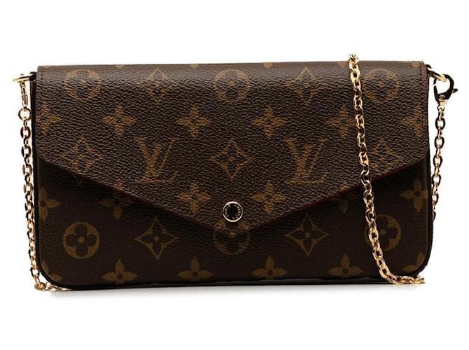 Louis Vuitton Monogram Pochette Felicie Chain Shoulder Bag M81896 Brown PVC Leather in Excellent Condition Plastic  ref.1435901