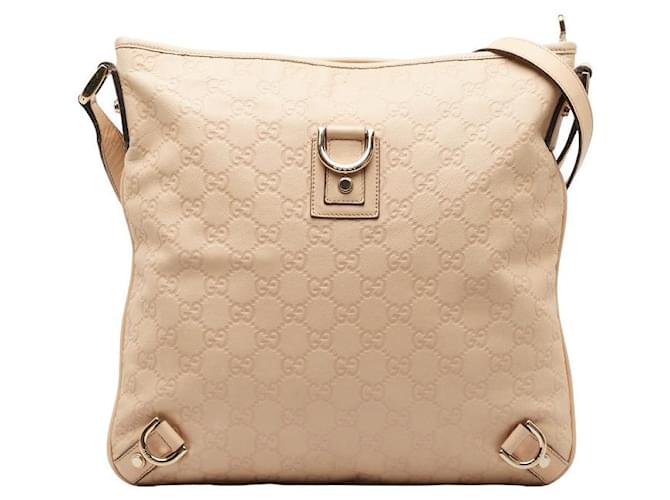 Gucci Leather Guccissima Abbey Shoulder Bag 131326 in Very Good Condition Beige  ref.1435905