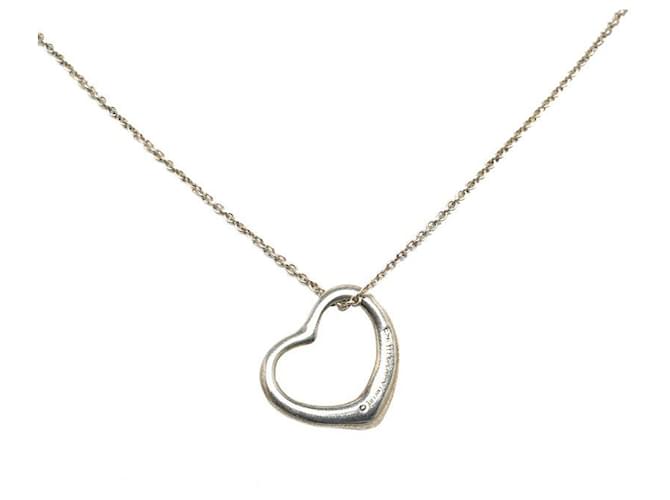 Tiffany & Co Open Heart Necklace SV925 Silver in Very Good Condition Silvery Metal  ref.1435910