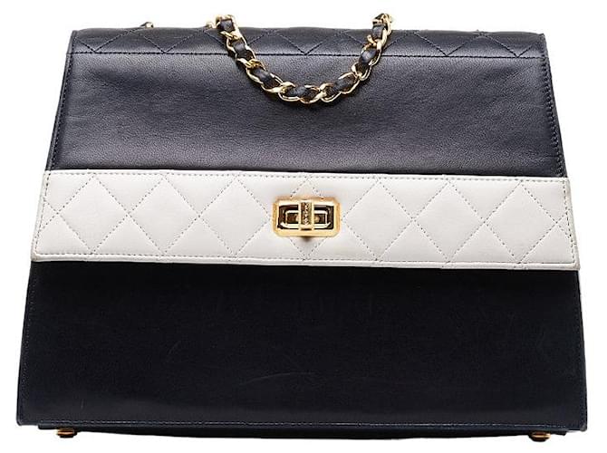 Chanel Two-Tone Leather Chain Shoulder Bag in Good Condition Blue  ref.1435928