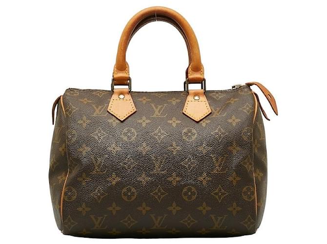 Bolso de mano Louis Vuitton Monogram Speedy 25 M41109 de cuero PVC marrón en buen estado Castaño Plástico  ref.1436062