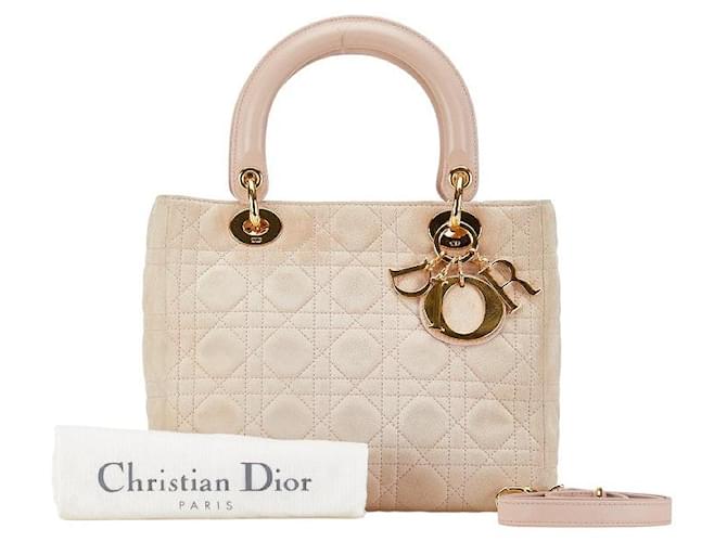 Bolsa Dior Lady Dior Cannage em camurça em muito bom estado Rosa Couro  ref.1436071