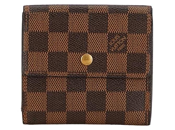 Portefeuille compact Louis Vuitton Damier Elise N61654 en cuir PVC marron en très bon état Toile  ref.1436096