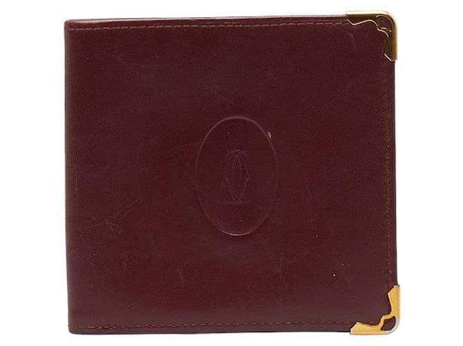 Cartier Must Line Leder Bifold Geldbörse in sehr gutem Zustand Rot  ref.1436117