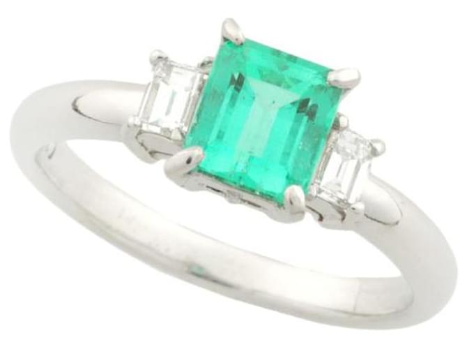 Other jewelry & Other Stories Platinum Pt900 Ring Featuring 1.06ct Emerald and 0.23ct Diamond, Size 12.5, Women's Silver Jewelry, Preloved in Excellent Condition Silvery  ref.1436125